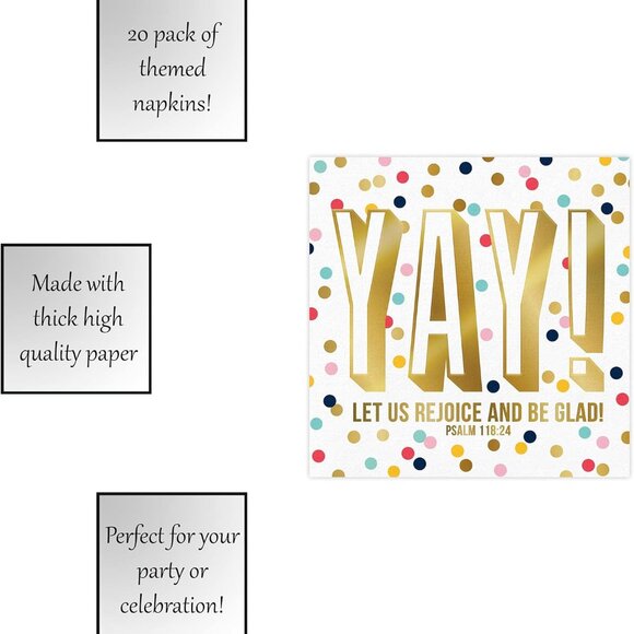 Paper Napkins Yay! Let us Rejoice and be Glad Verse lot of 2 packs of 20 NIP - Picture 2 of 2